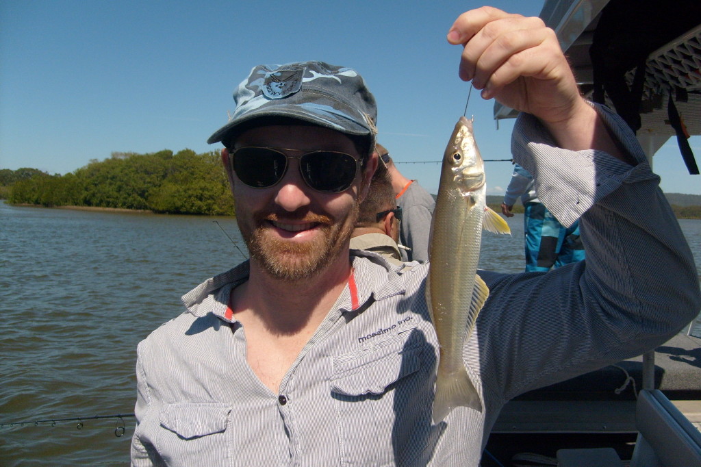 Justin from Campbelltown with his nice 32 cm whiting on Saturday afternoon's charter